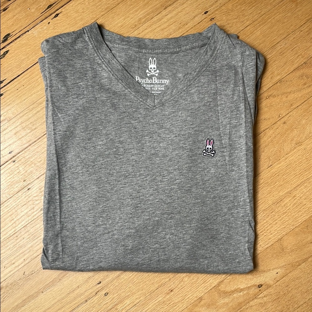 Psycho Bunny Gray Men's V-Neck Shirt